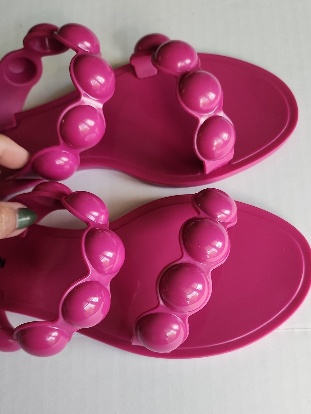 Steve Madden Zaza Hot Pink Bubble-Bead Jelly Slide Sandals, Size 9 - Picture 3 of 6